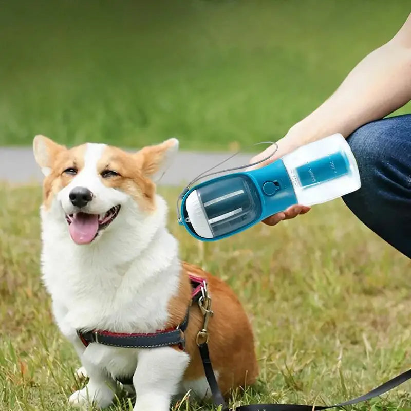 Dog Water Cup 3-in-1 Portable Pet Drinking Bottle with Waste Bag Holder